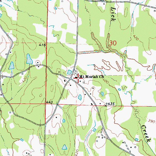 Topographic Map of Mount Moriah Church, MS