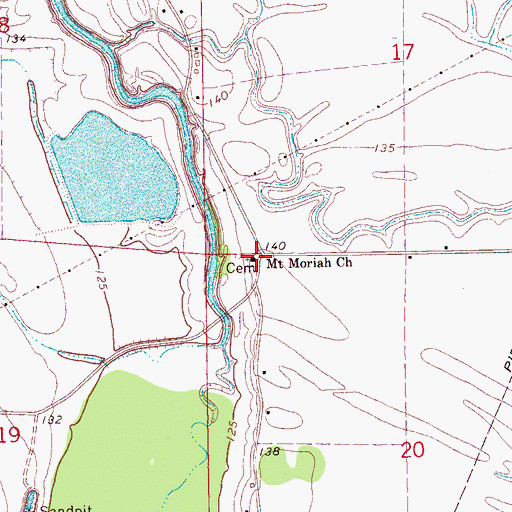 Topographic Map of Mount Moriah Church, MS