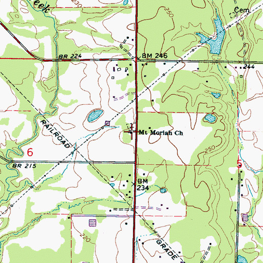 Topographic Map of Mount Moriah Missionary Baptist Church, MS