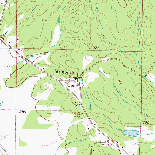 Topographic Map of Mount Moriah Church, MS
