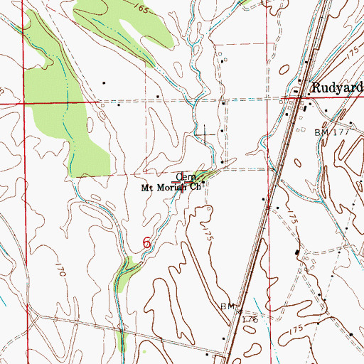 Topographic Map of Mount Moriah Church, MS