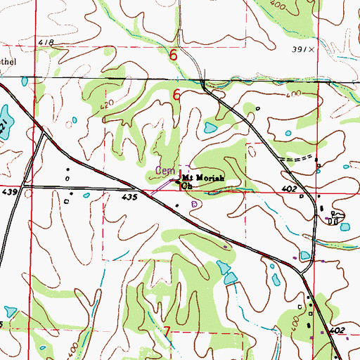 Topographic Map of Mount Moriah Church, MS