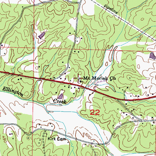 Topographic Map of Mount Moriah Church, MS