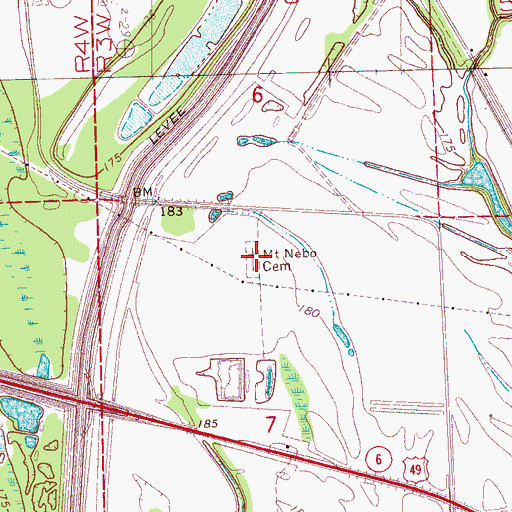 Topographic Map of Mount Nebo Cemetery, MS
