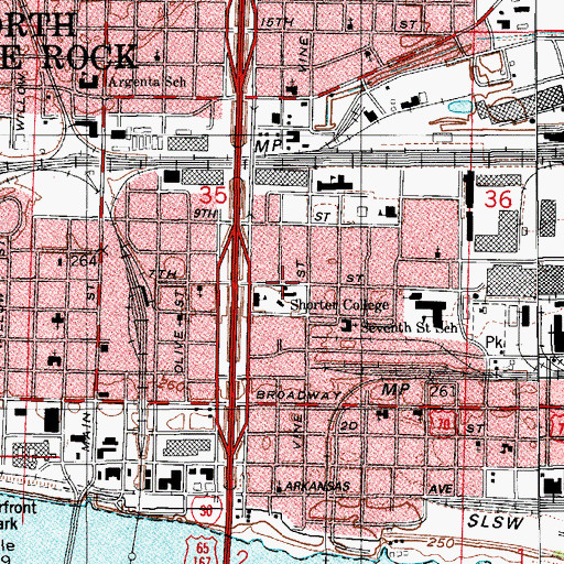 Topographic Map of A W Young Library, AR