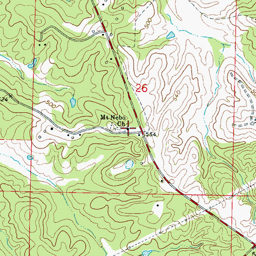 Topographic Map of Mount Nebo Church, MS