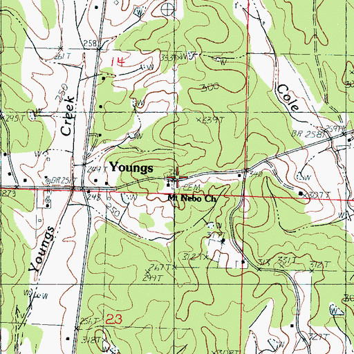 Topographic Map of Mount Nebo Church, MS