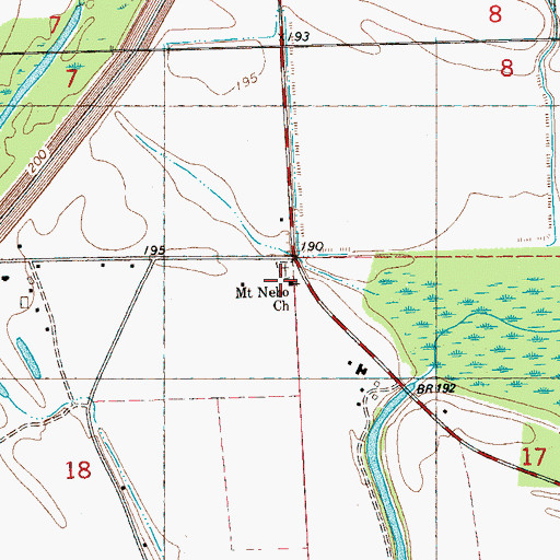 Topographic Map of Mount Nebo Church, MS