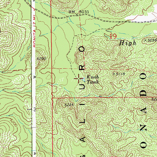 Topographic Map of Knob Tank, AZ