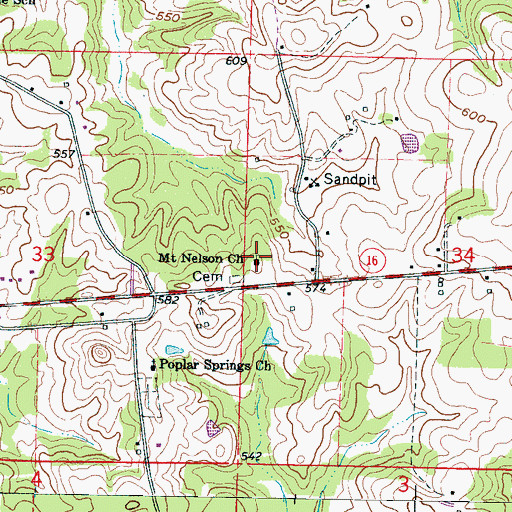 Topographic Map of Mount Nelson Church, MS