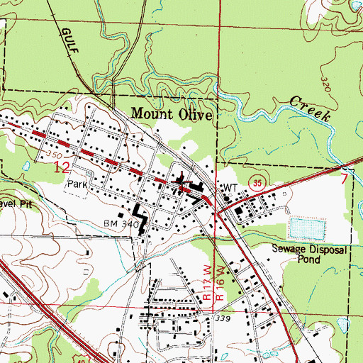 Topographic Map of Mount Olive, MS