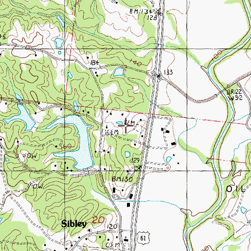 Topographic Map of Mount Olive Cemetery, MS