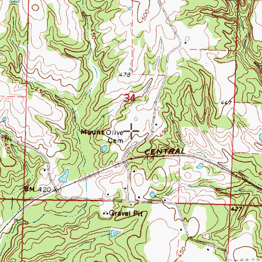 Topographic Map of Mount Olive Cemetery, MS