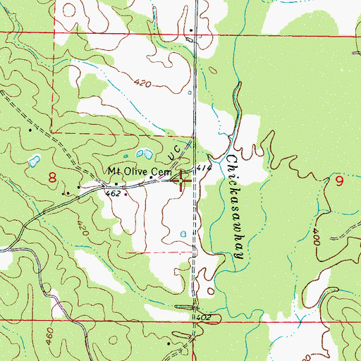 Topographic Map of Mount Olive Cemetery, MS