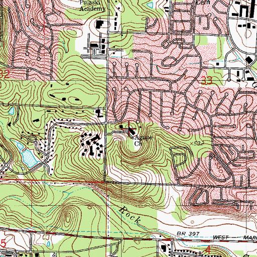 Topographic Map of Agape Church, AR