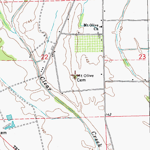 Topographic Map of Mount Olive Cemetery, MS