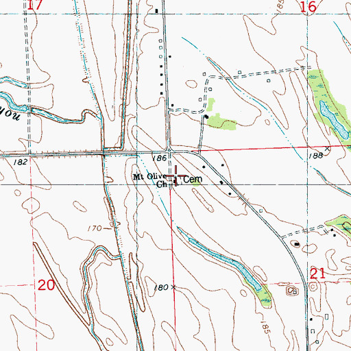 Topographic Map of Mount Olive Cemetery, MS