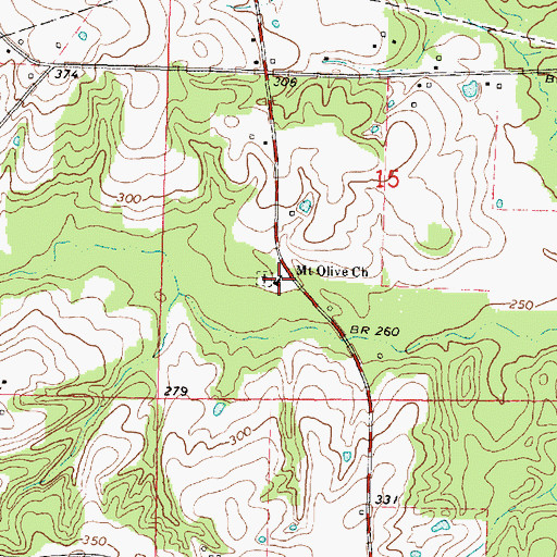 Topographic Map of East Mount Olive Baptist Church, MS