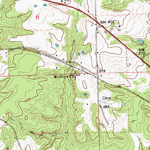 Topographic Map of Mesa Mount Olive Baptist Church, MS