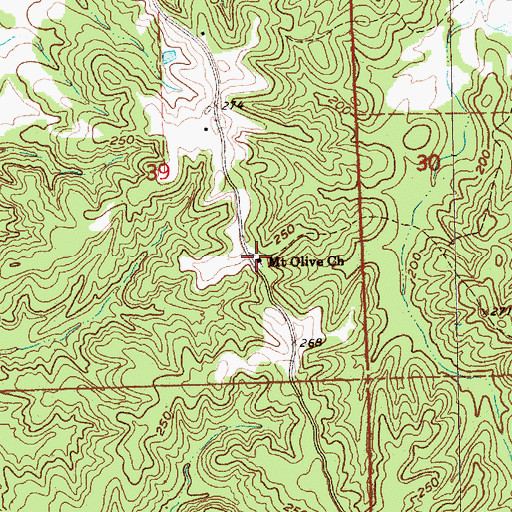 Topographic Map of Mount Olive Missionary Baptist Church, MS