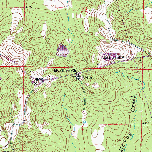 Topographic Map of Mount Olive Church, MS
