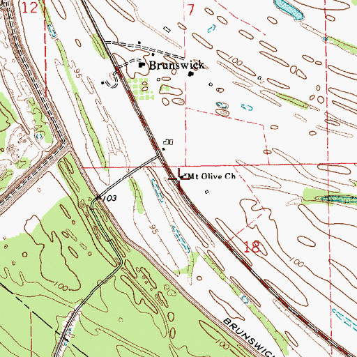 Topographic Map of Mount Olive Church, MS