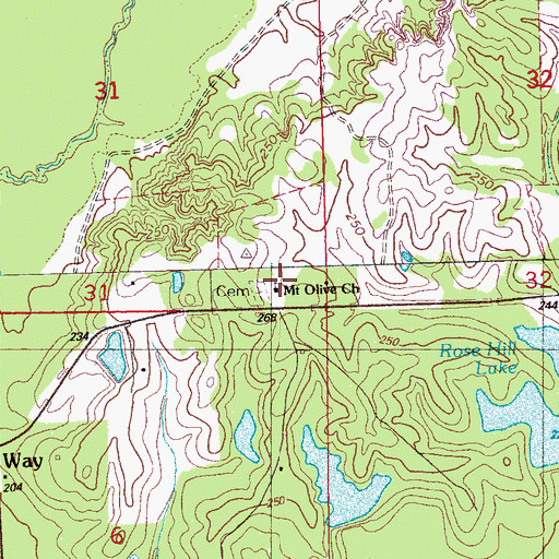 Topographic Map of Mount Olive Church, MS