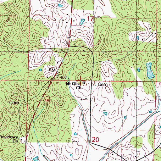 Topographic Map of Mount Olive Church, MS