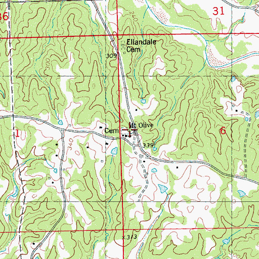 Topographic Map of Mount Olive Church, MS