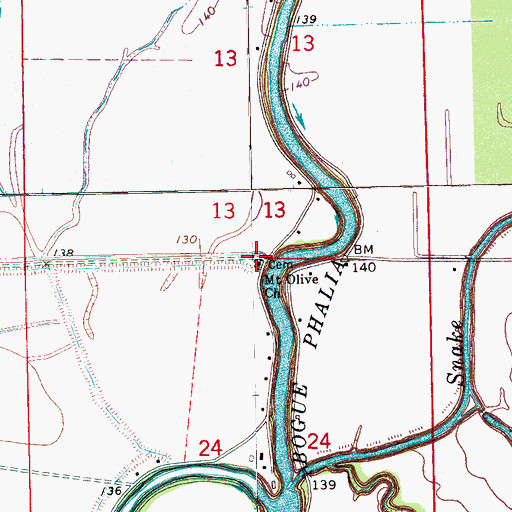 Topographic Map of Mount Olive Church, MS