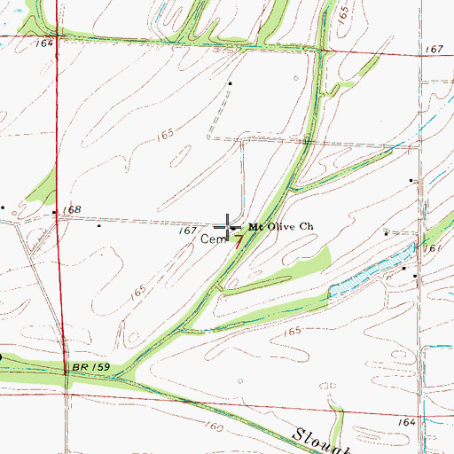 Topographic Map of Mount Olive Church, MS