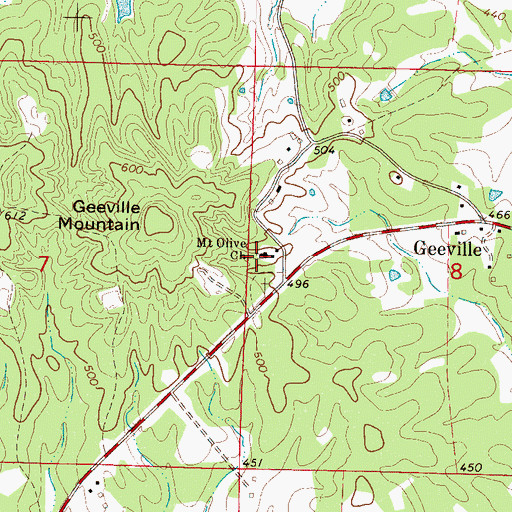 Topographic Map of Mount Olive Church, MS