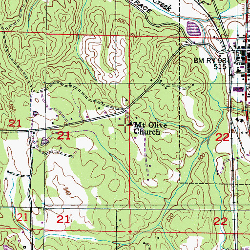 Topographic Map of Mount Olive Church, MS