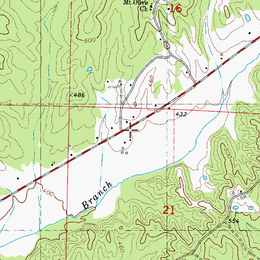 Topographic Map of Mount Olive School, MS