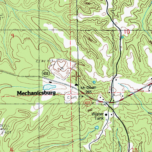 Topographic Map of Mount Oliver Church, MS