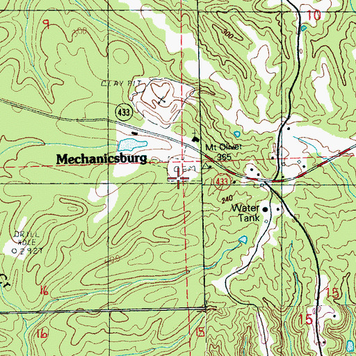 Topographic Map of Mount Olivet Cemetery, MS