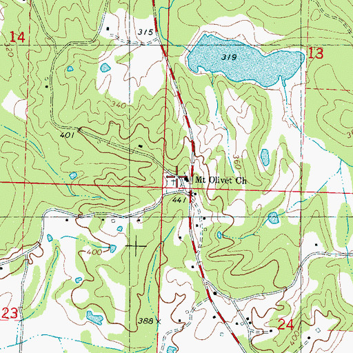 Topographic Map of Mount Olivet Cemetery, MS