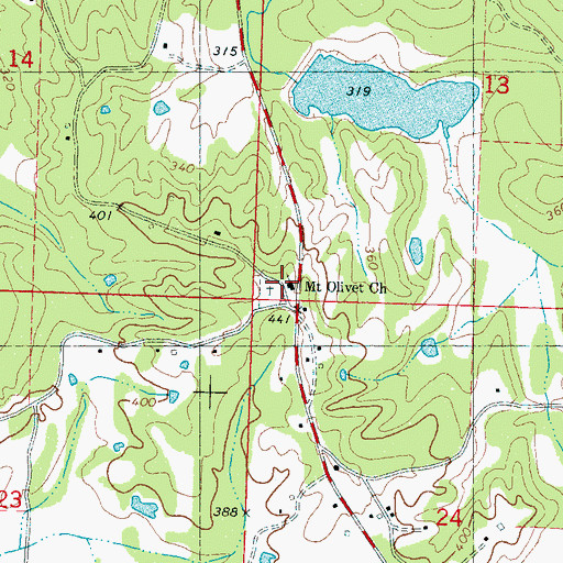 Topographic Map of Mount Olivet Church, MS