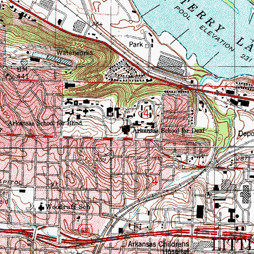 Topographic Map of Arkansas School for Deaf, AR