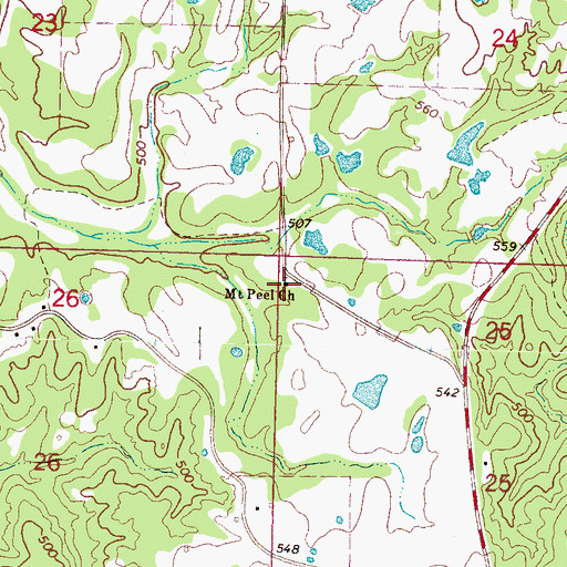 Topographic Map of Mount Peel Missionary Baptist Church, MS