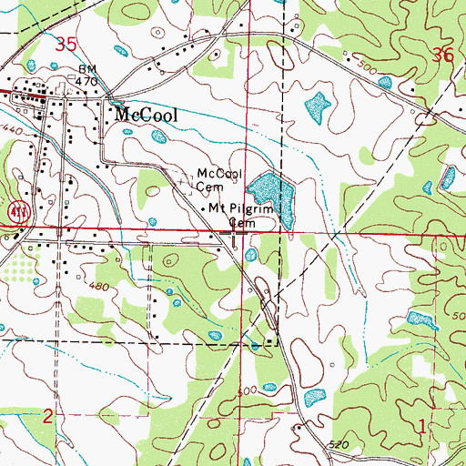 Topographic Map of Mount Pilgrim Cemetery, MS