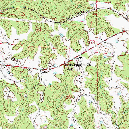 Topographic Map of Mount Pilgrim Church, MS