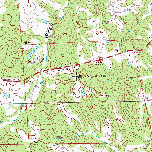 Topographic Map of Mount Pilgrim Church, MS