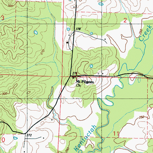 Topographic Map of Mount Pilgrim Church, MS