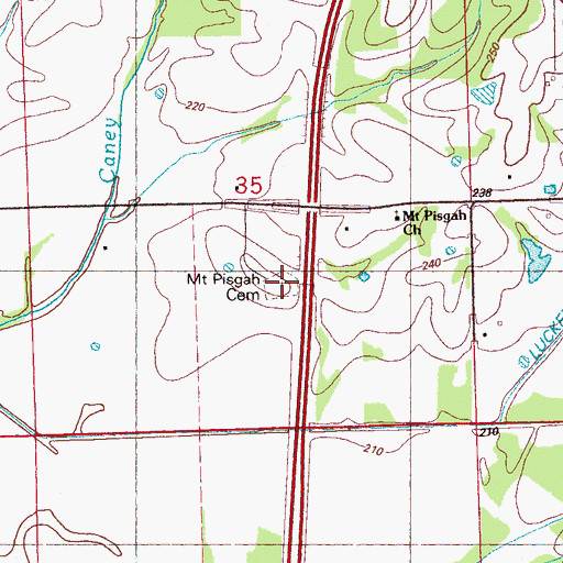 Topographic Map of Mount Pisgah Cemetery, MS