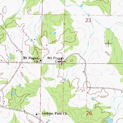 Topographic Map of Mount Pisgah Cemetery, MS