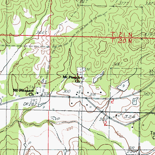 Topographic Map of Mount Pisgah Cemetery, MS
