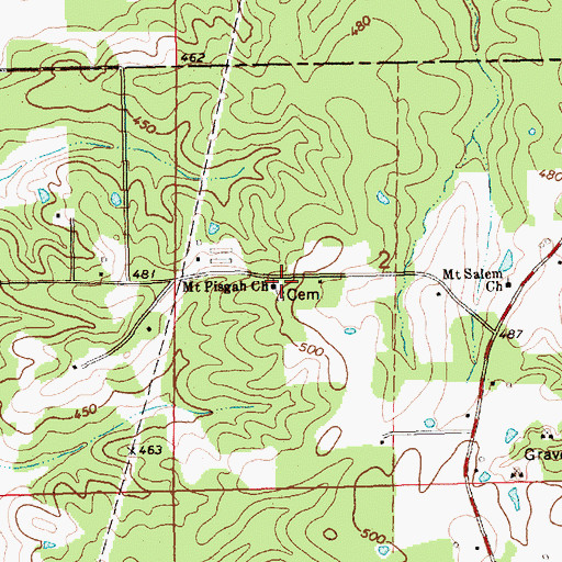 Topographic Map of Mount Pisgah Church, MS