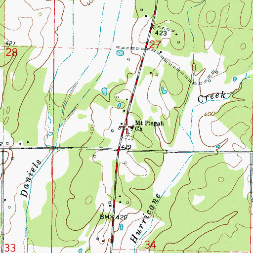 Topographic Map of Mount Pisgah Baptist Church, MS