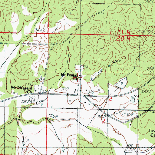 Topographic Map of Mount Pisgah Church, MS